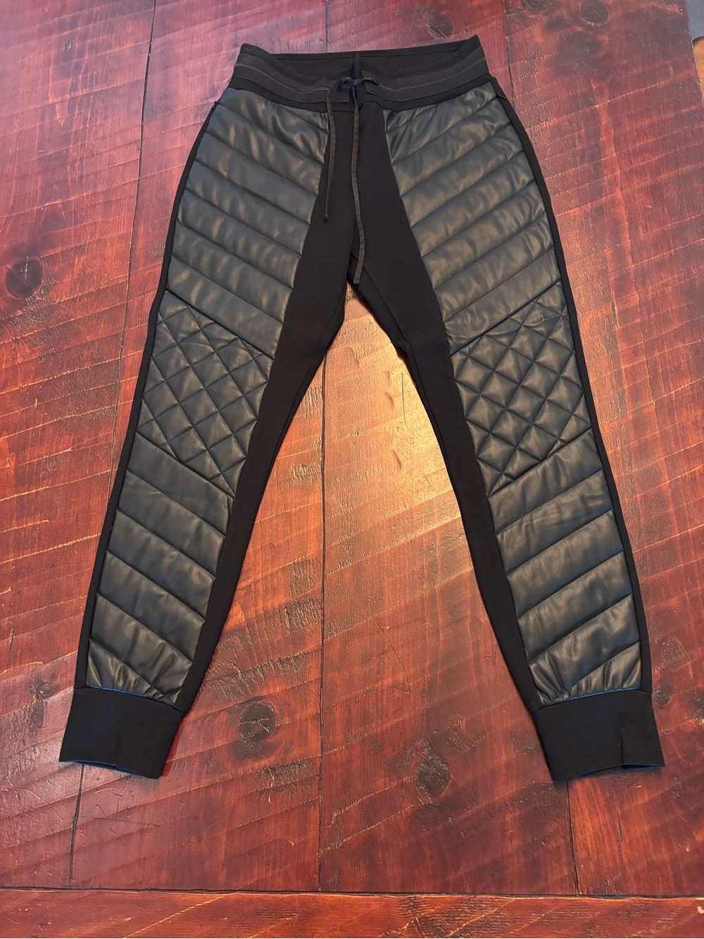 Alp N Rock Black Quilted-Panel Joggers with Drawstring Waist